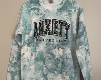 Graphic Tie-Dye Sweater, Sweatshirt, Unisex Tie Dye, Size Small, Anxiety, Pullover, Watercolor tie dye, Sweaters, Tie-Dye Sweatshirts, Funny