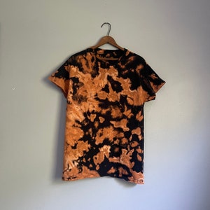 Reverse Tie-Dye Shirt, Reverse Dye, Black and Orange Bleach Dye, Tie Dye, Reverse Tie Dye Tees, Unisex Tee