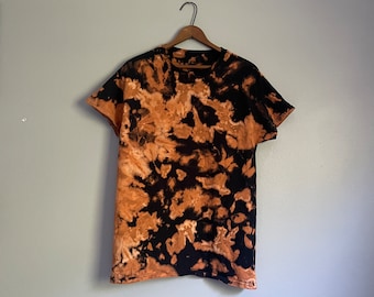 Reverse Tie-Dye Shirt, Reverse Dye, Black and Orange Bleach Dye, Tie Dye, Reverse Tie Dye Tees, Unisex Tee
