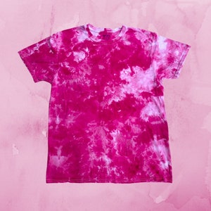 Pink Tie-Dye Tee, Fuschia, Ice Dye, Scrunch Dye, Unisex, Ice Dyed T-Shirt