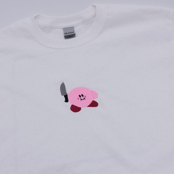 Kirby Cut You Knife Camiseta de manga corta bordada