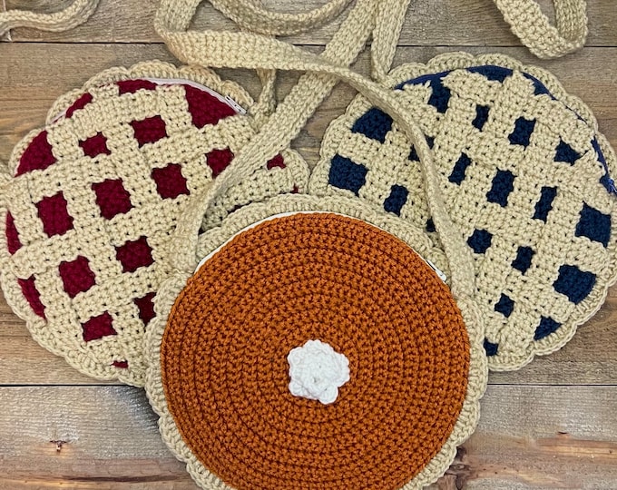 Pie Purse (Zippered and Lined) | Crochet | Blueberry | Cherry | Pumpkin | Key Lime | Pecan