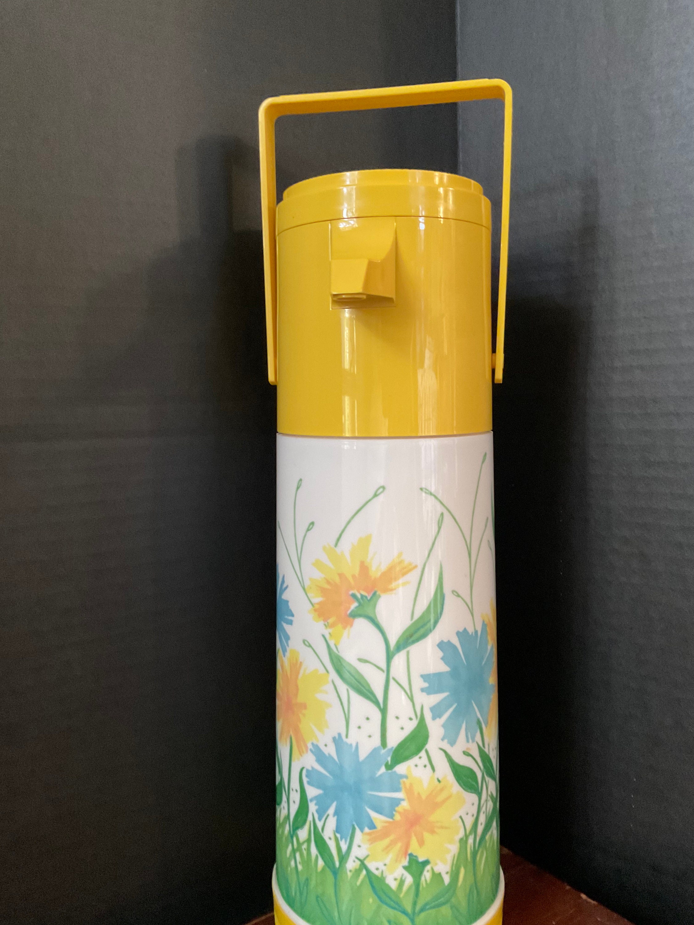 Vintage Wildflower Thermos / Coffee Carafe / Beverage Dispenser / Yellow  Thermos / 70s Floral 