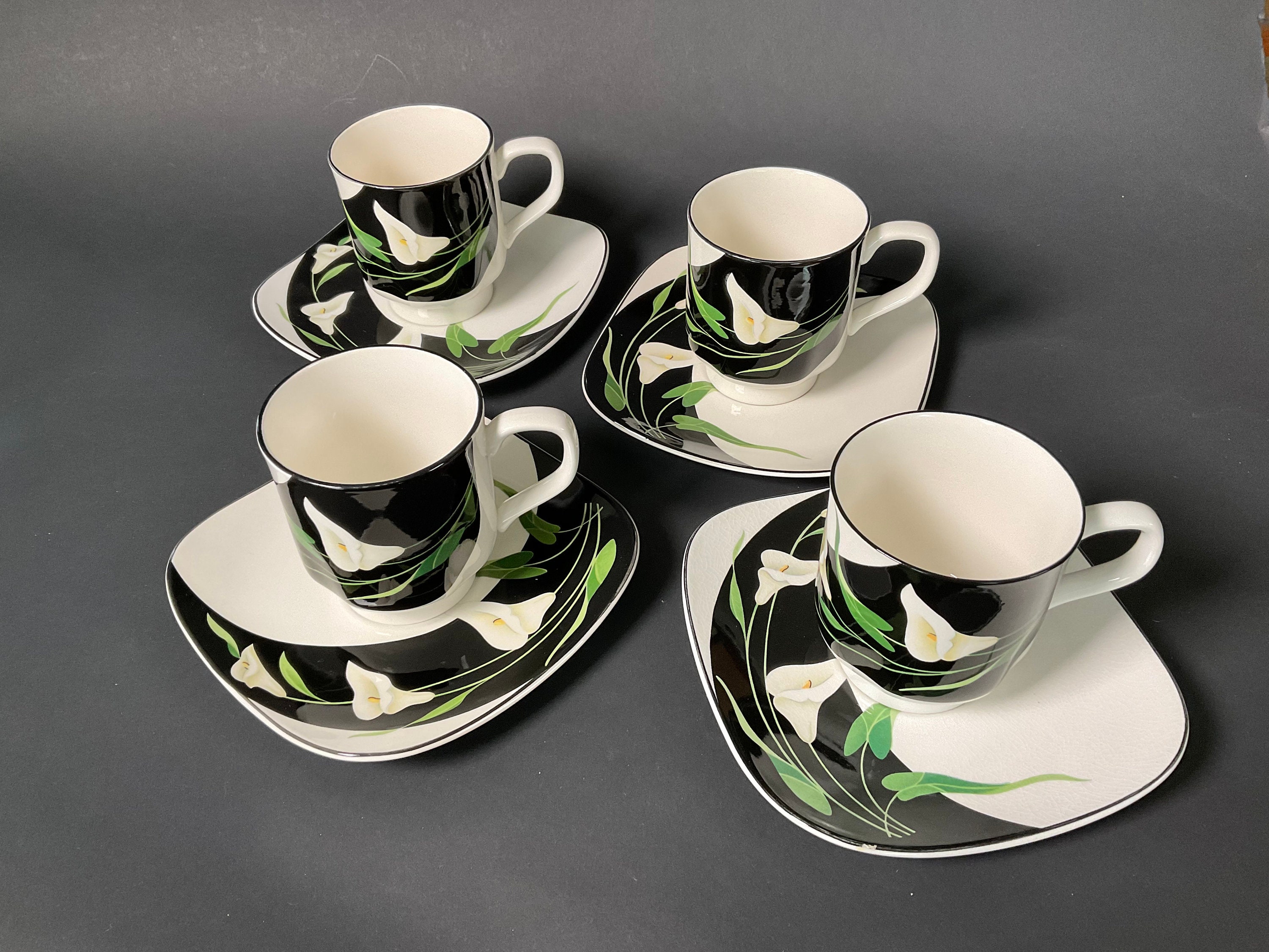 SANGO BLACK LILIES DINNERWARE SET OF 4