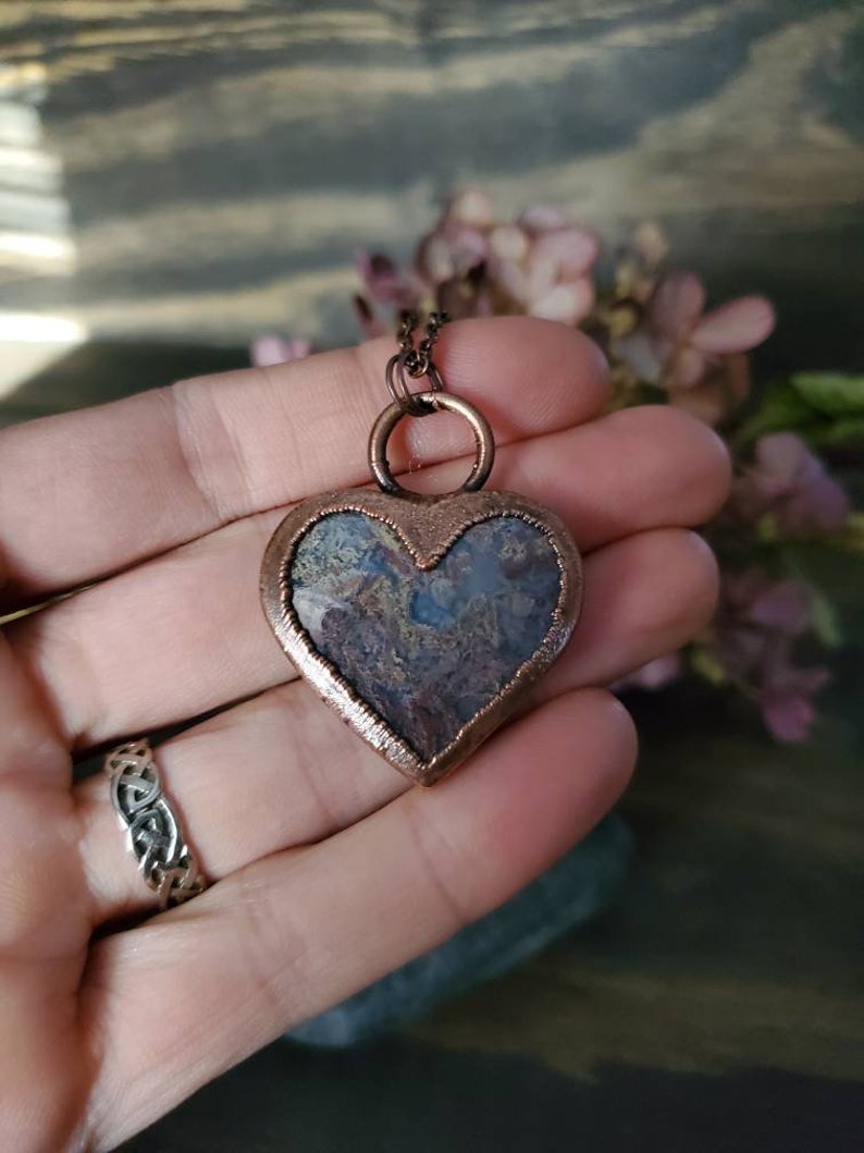Moss Agate Heart Pendant