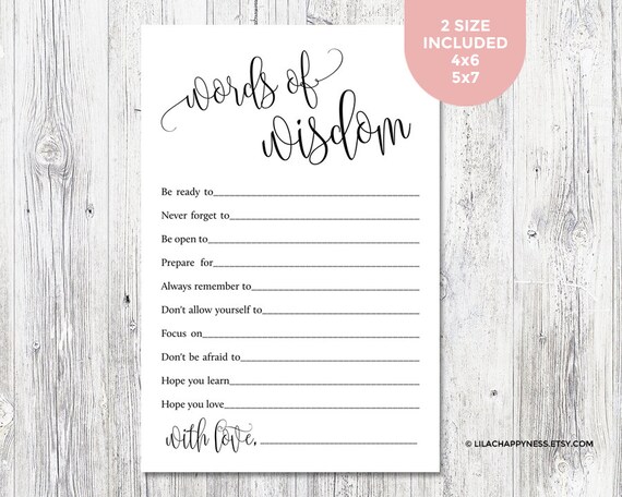 Graduation Words of Wisdom Printable Cards Download Graduation - Etsy