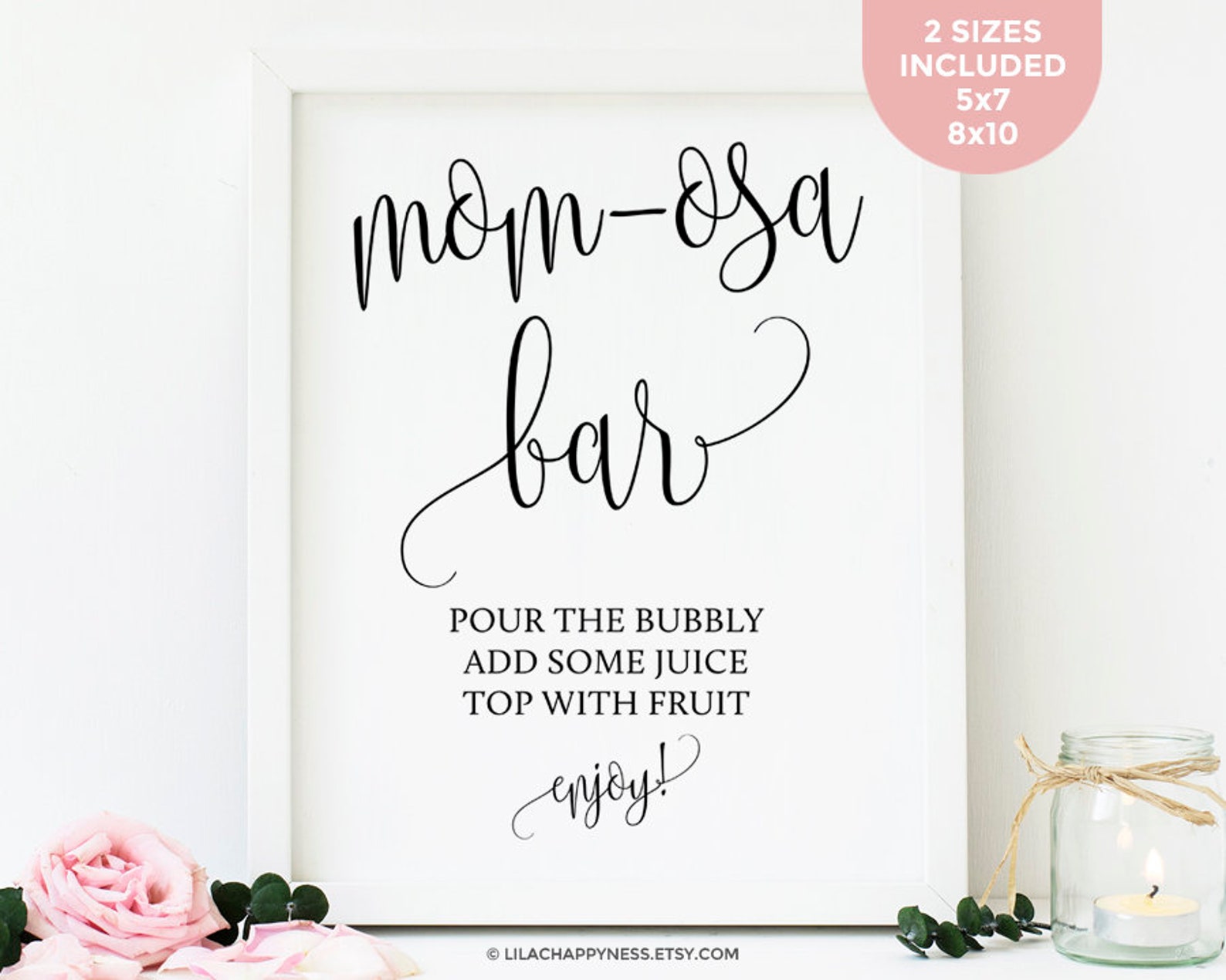 Mimosa Bar Sign for Boy Girl Baby Shower Mimosa Sign Printable Etsy