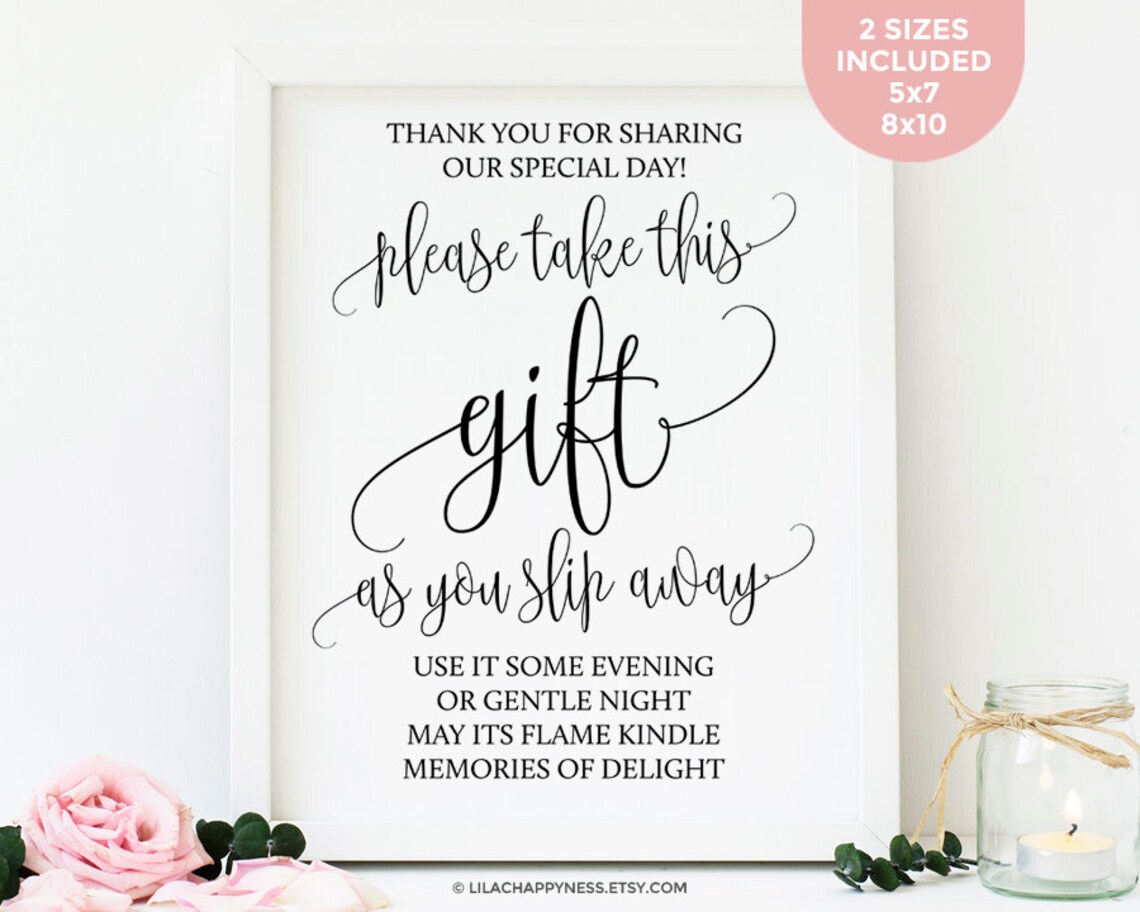 Wedding Candle Favors Sign Printable Wedding Favor Sign Candle Etsy