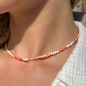 Gemstone Necklace Colorful Choker Gemstone Necklace Beaded Necklace Gemstone Necklace Colorful Necklace Pastel Colors Choker Boho Hippie