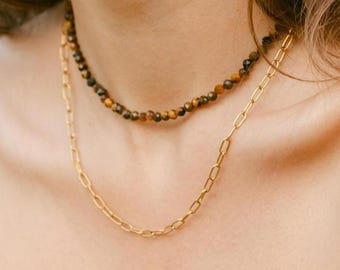 Collana in carta dorata tagliata in acciaio inossidabile, collana moderna minimalista per donna, collana in filigrana d'oro per donna, gioielli in oro, collana delicata