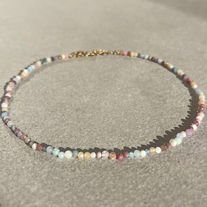 Gemstone Choker Colorful Necklace Gemstone Choker Pearl Necklace Gemstone Necklace Colorful Necklace Pastel Colors Choker Necklace Boho Jewelry Hippie image 5