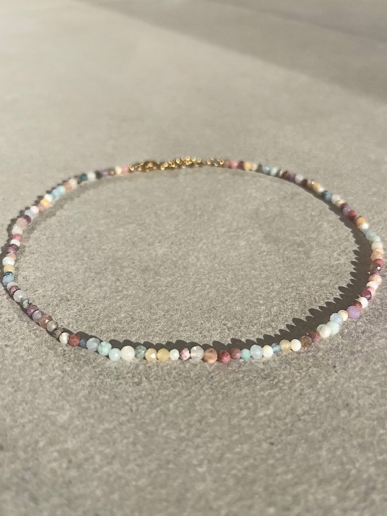 Gemstone Choker Colorful Necklace Gemstone Choker Pearl Necklace Gemstone Necklace Colorful Necklace Pastel Colors Choker Necklace Boho Jewelry Hippie image 5