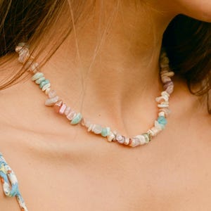 Gemstone necklace colorful chip necklace choker pearl necklace gemstone necklace colorful necklace pastel crystal necklace boho natural stone necklace colorful