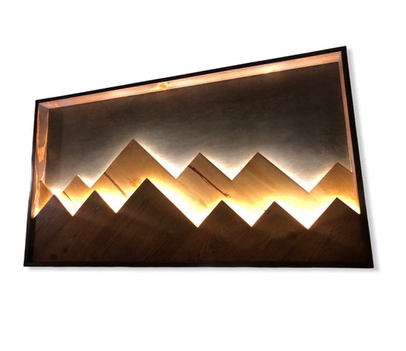 Mountain Wall Art Light Up Etsy