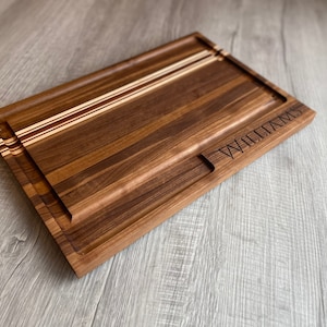 Handcrafted Walnut Cutting Board – Personalized Engraving, Juice Groove, Large XL XXL