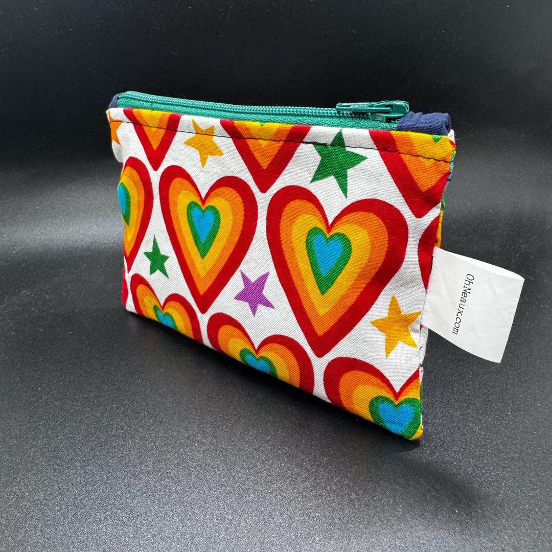 Rainbow Heart Zippered Pouch - Etsy