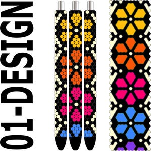 Rhinestone Pen Template – Multicolor Floral SS10 Bling PDF for Inkjoy, Makerflo & DFR Pens