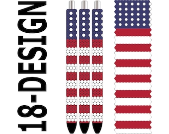 Rhinestone Pen Template – American Flag (4th of July) SS10 Bling PDF for Inkjoy, Makerflo & DFR Pens