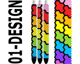 Rhinestone Pen Template – Rainbow Abstract SS10 Bling PDF for Inkjoy, Makerflo & DFR Pens