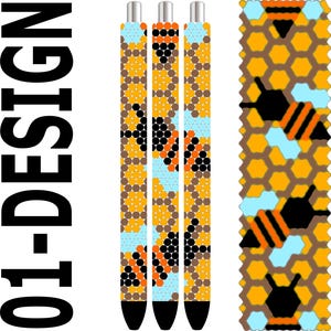 Rhinestone Pen Template – Honey Bee SS10 Bling PDF for Inkjoy, Makerflo & DFR Pens
