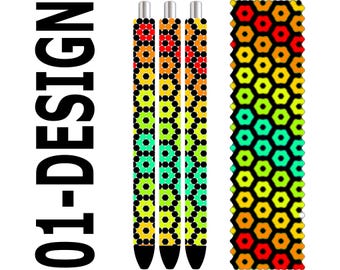 Rhinestone Pen Template – Neon Daisy SS10 Bling PDF for Inkjoy, Makerflo & DFR Pens