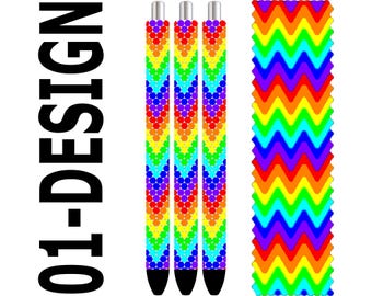 Rhinestone Pen Template – Rainbow Waves SS10 Bling PDF for Inkjoy, Makerflo & DFR Pens