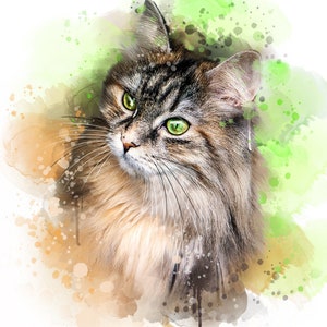 Custom Pet Portrait Digital Copy Digital Watercolor image 1