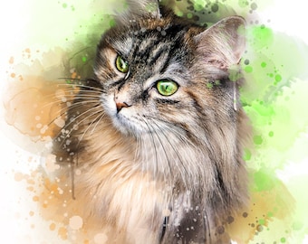 Custom Pet Portrait Digital Copy- Digital Watercolor