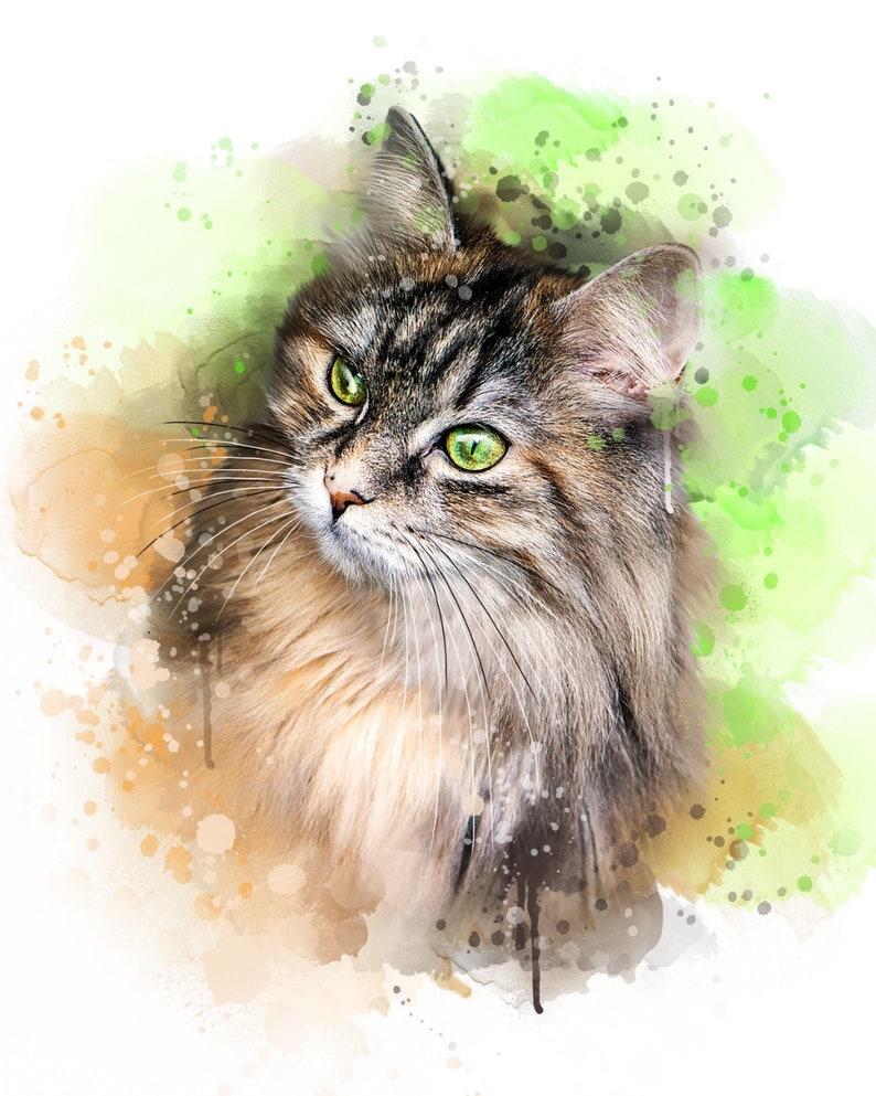 Custom Pet Portrait Digital Copy Digital Watercolor image 1