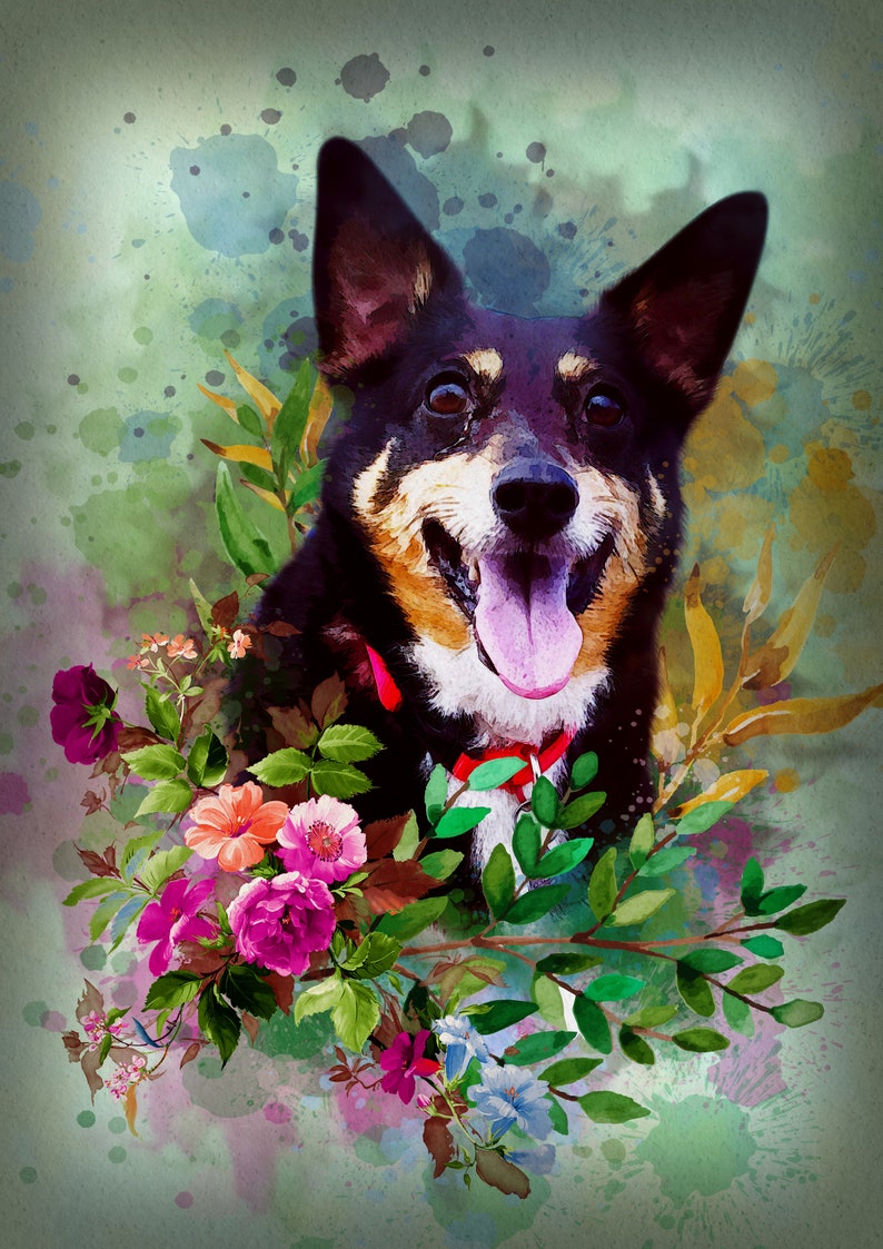 Custom Pet Portrait Digital Copy Digital Watercolor image 6