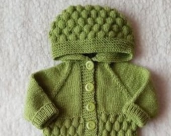 Baby green jumpsuit knitted baby romper, knitted baby clothes,  newborn boy or girl  coming home outfit knitted wool socks, 0-3, 3-6 months.