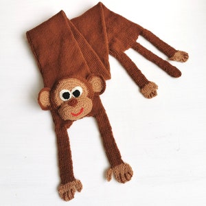 Knitted Brown Monkey Scarf. Banana Animal, Crazy, Lazy, Funny, Lovely, Cute, Amazing, Special, Unique, For Ace Venture or Dr. Dolittle Fan image 7