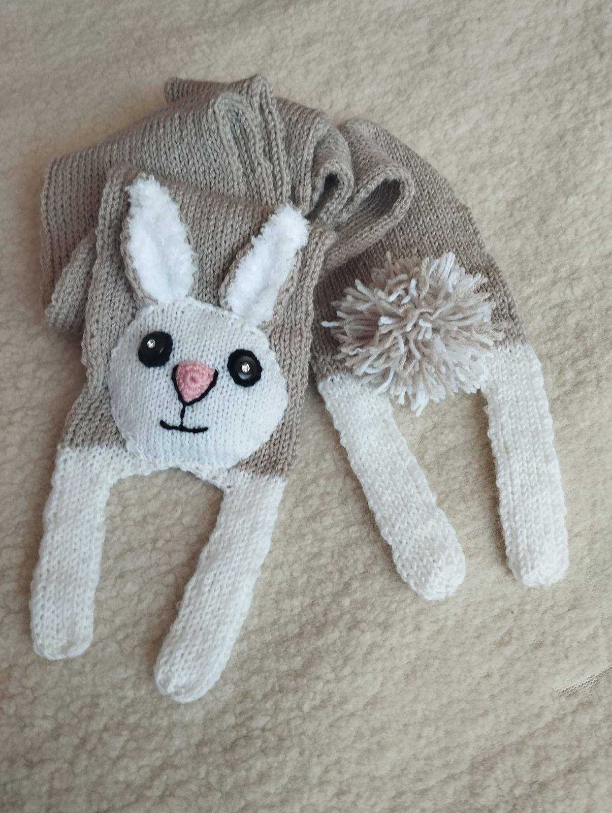 Knitted Merino Bunny Scarf: Children's Animal Scarf - Etsy