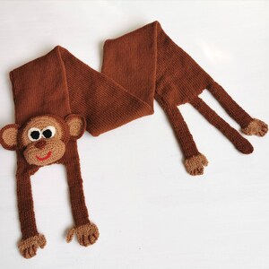 Knitted Brown Monkey Scarf. Banana Animal, Crazy, Lazy, Funny, Lovely, Cute, Amazing, Special, Unique, For Ace Venture or Dr. Dolittle Fan image 5