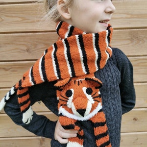 Knitted  Colorful Tiger Scarf. Orange Animal is a Great Fighter which is Suitable for Boys and Girls, For Pi Movie Fans