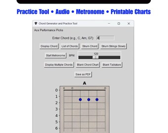 Gitarrenakkord Finder Software für Windows Übungs-Tool mit Audio-Metronom und druckbaren Akkordtabellen