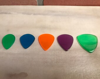 The Variety Pack!  Set of 5 Force Handmade Guitar Picks - Random Color Combination - Storage Box Included