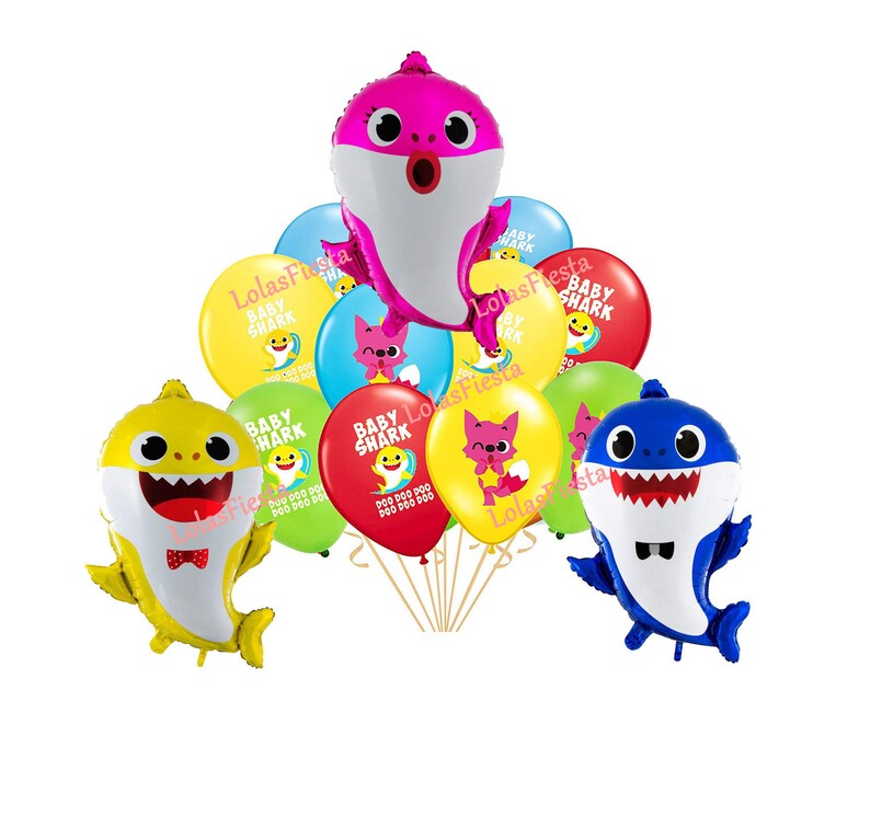 19pc Baby Shark Balloon Set Birthday Party Decorations 1 Pc Etsy - balloon roblox 18 foil roblox birthday party theme supplies