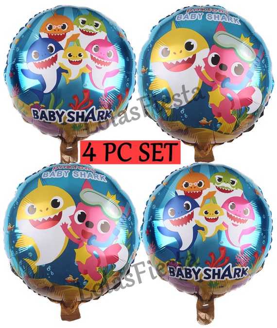 Baby Shark Birthday Party Sets Cupcake Toppers Napkins Cups Plates Balloons Banner Table Cover Tattoo Bags Boy Girl Gender Reveal - planet balloons roblox