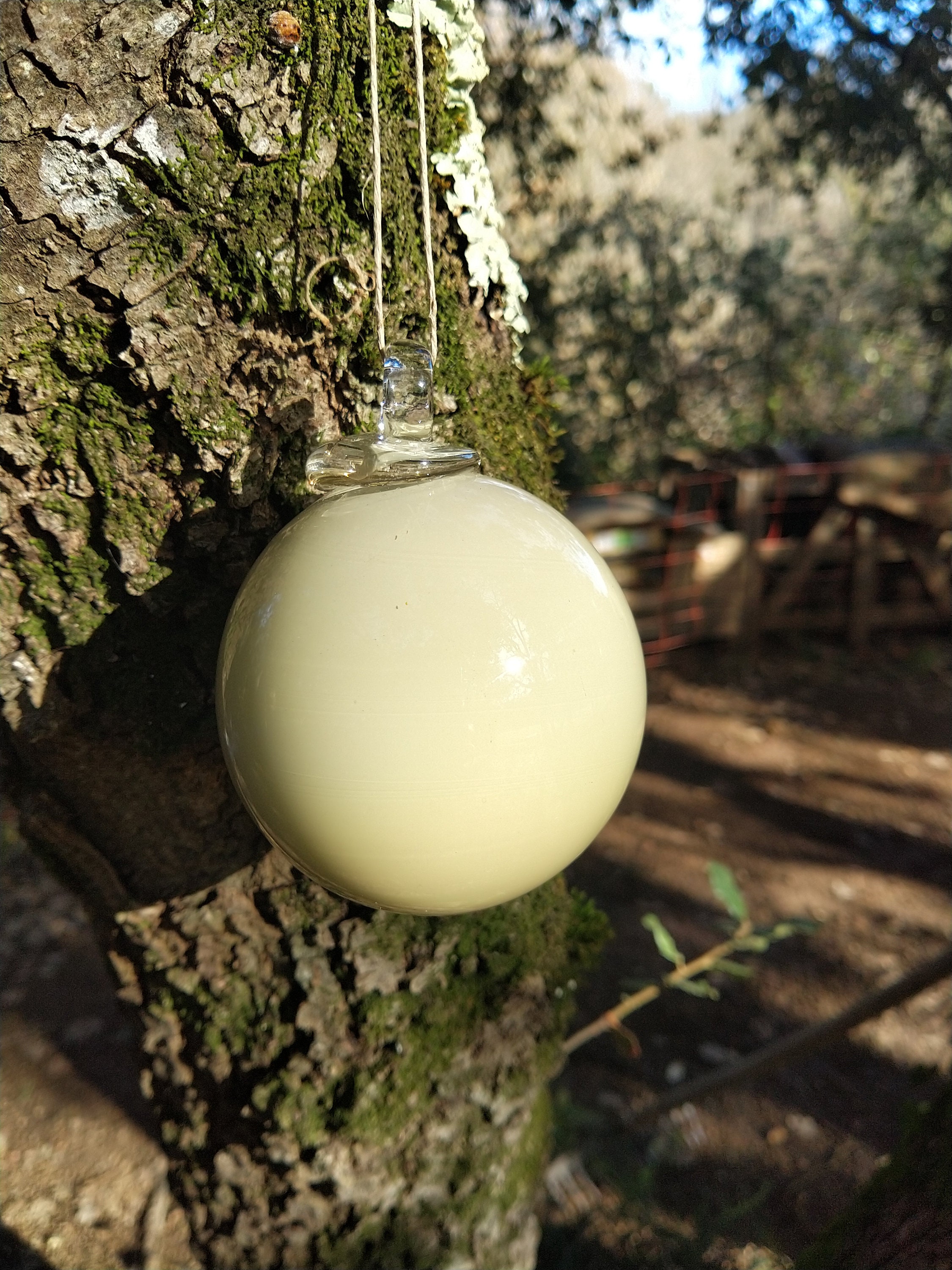 Boule en Verre Soufflé Grise | Beige