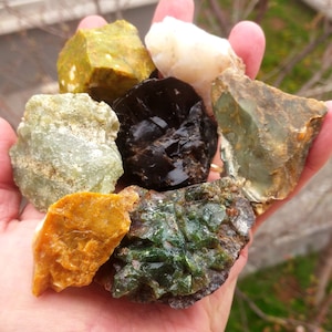 Turkish Rough Opal Lot: Emerald, Lime, Moss Green, Yellow, White, Pistachio, Black (390 Gr)
