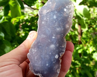 Mirror Polished Blue Chalcedony Uv Reactive Fluorescent Mineral Specimen