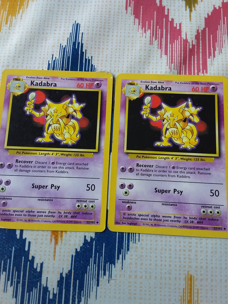 Kadabra 32102 Base Set 1 Pokemon Trading Cards Mint