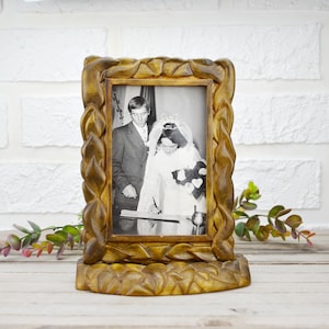 Wooden Photo Frame . Carved Photo Frame . Old frame. Vintage Desk Photo Frame. Old frames . Brown Wood Frame. Retro Wedding Prop