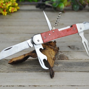 Vintage Hunter Pocket Knife, 1970s Ukrainian Multi-tool, Collectible Folding Knife, Rare Find
