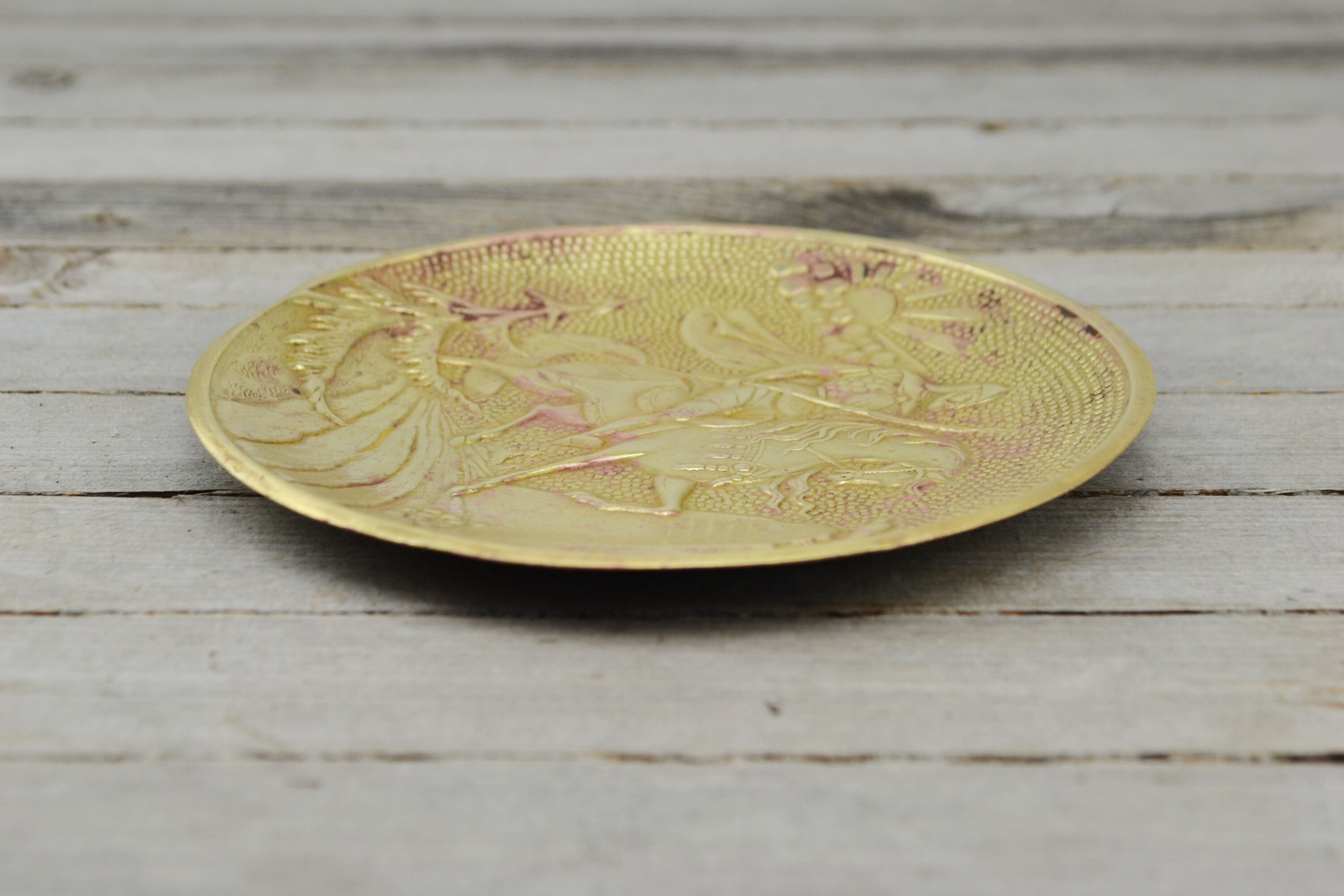 Antique Small Brass Plate from 1950s USSR Old Saucer Etsy