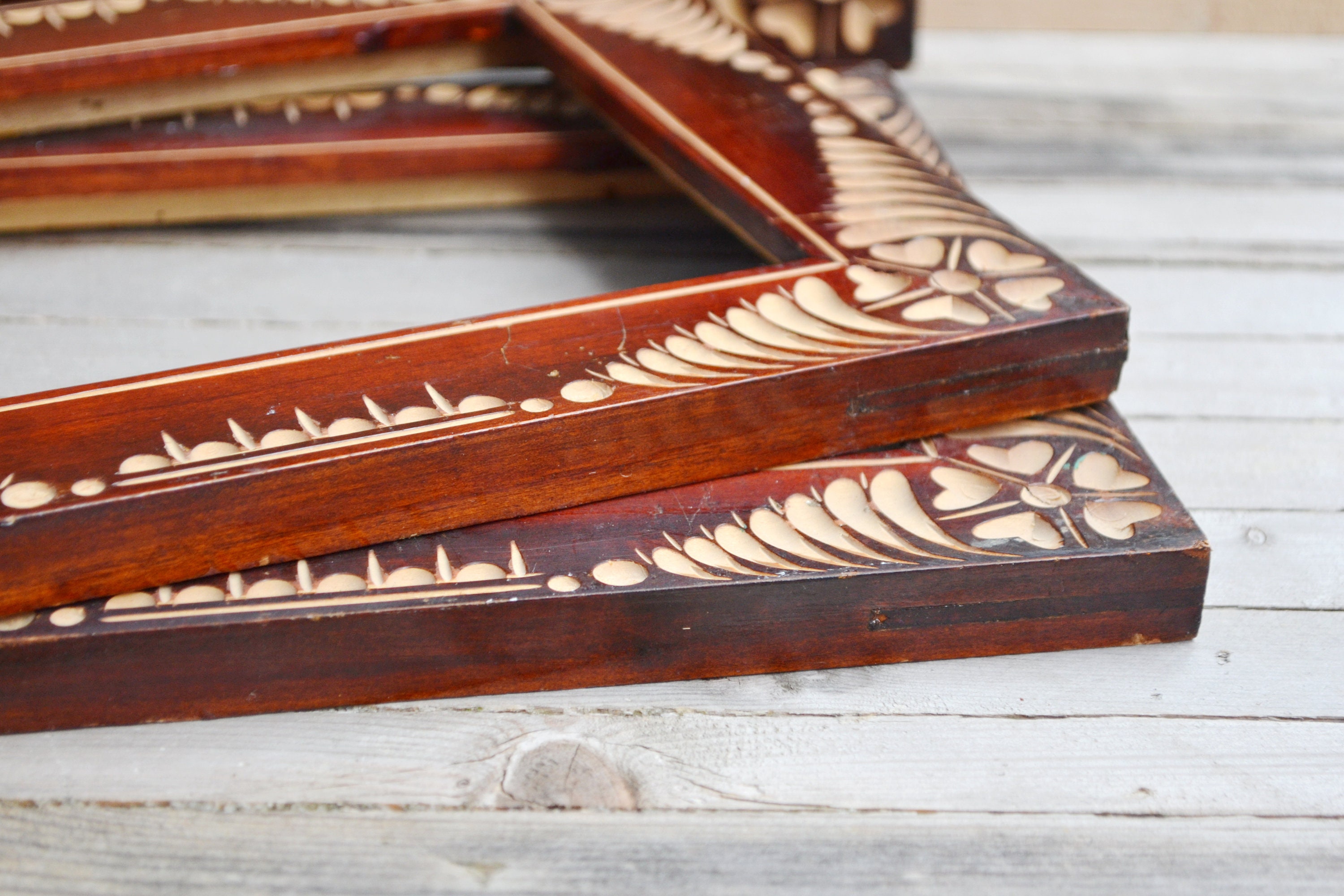 Antique Set 3 Wooden picture Frame . Carved Photo Frame . Old Etsy