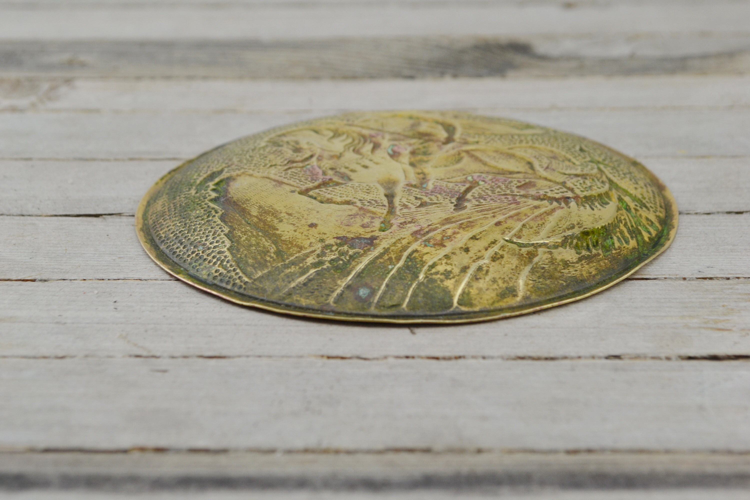 Antique Small Brass Plate from 1950s USSR Old Saucer Etsy