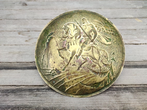 Antique Small Brass Plate from 1950s USSR, Old  S… - image 10