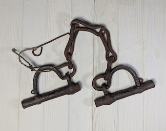 Antique Forged Iron Shackles – 18th-19th Century Hand Forged Artifact